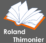 Roland Thimonier auteur, dessin d'un livre ouvert avec le nom et prénom de l'auteur écrit en-dessous